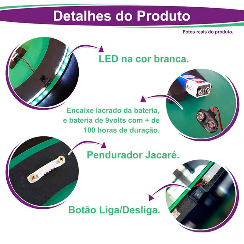 Espelho LED Redondo para Beleza e Estilo - Ilumine Seu Dia a Dia