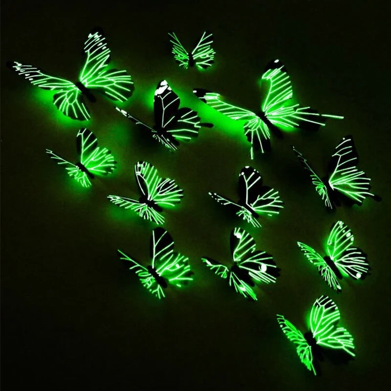 Conjunto de 12 Adesivos de Borboleta 3D Luminosos - Transforme Seu Ambiente