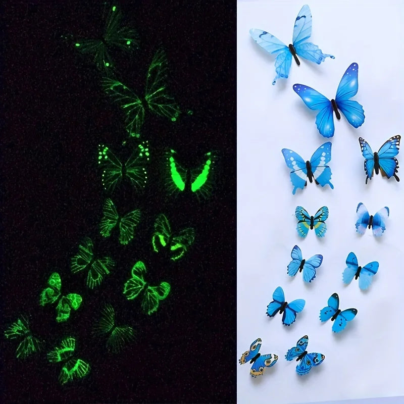 Conjunto de 12 Adesivos de Borboleta 3D Luminosos - Transforme Seu Ambiente