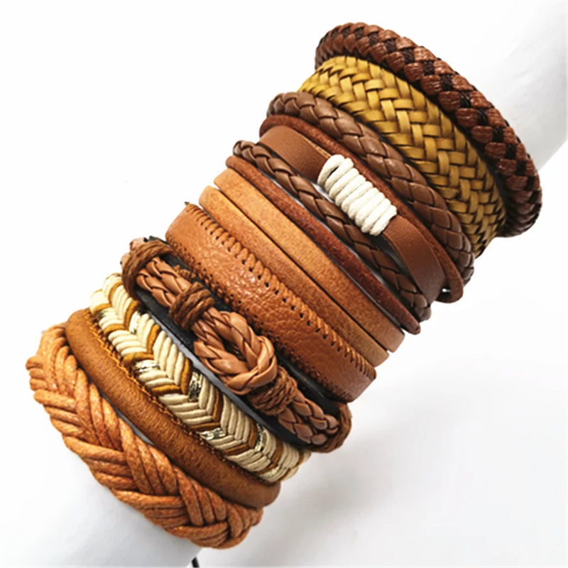 Conjunto de Braceletes de Couro - Estilo e Elegância para Todos