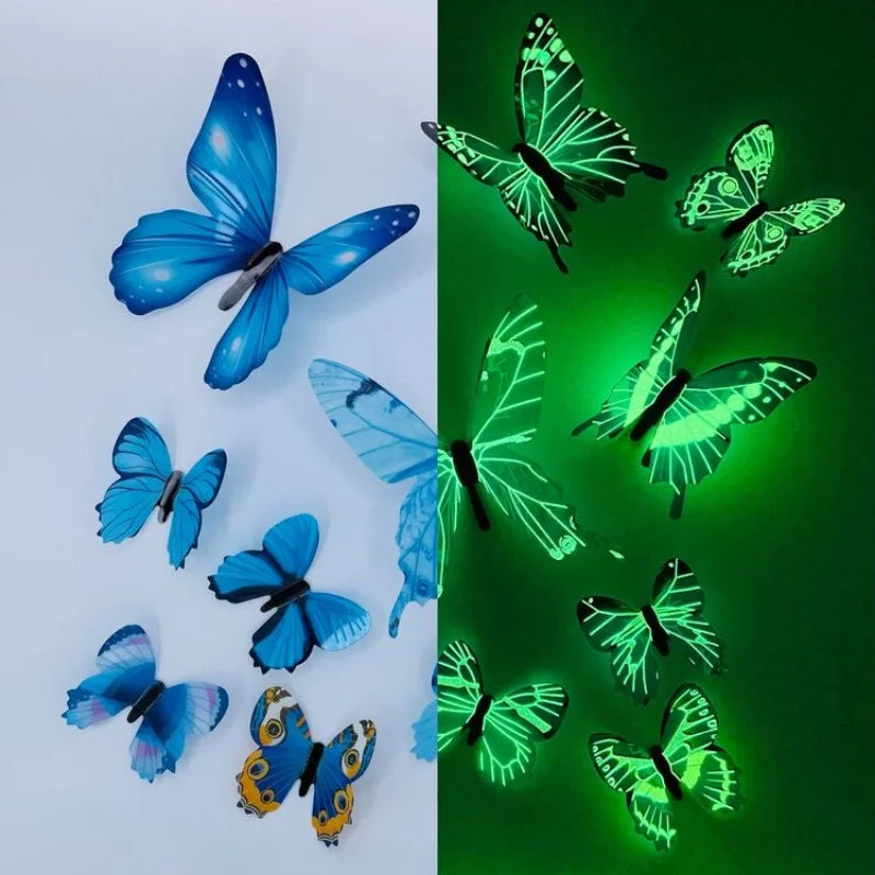 Conjunto de 12 Adesivos de Borboleta 3D Luminosos - Transforme Seu Ambiente